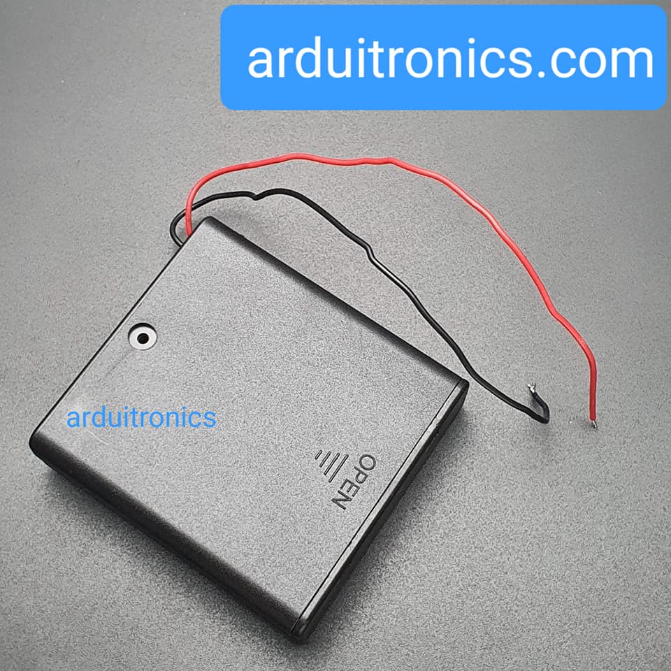 Battery Box รางถ่าน 4 ก้อน AA 6V (ก้อนละ 1.5V) แบบมีฝาปิด และมีสวิทช์เปิดปิด