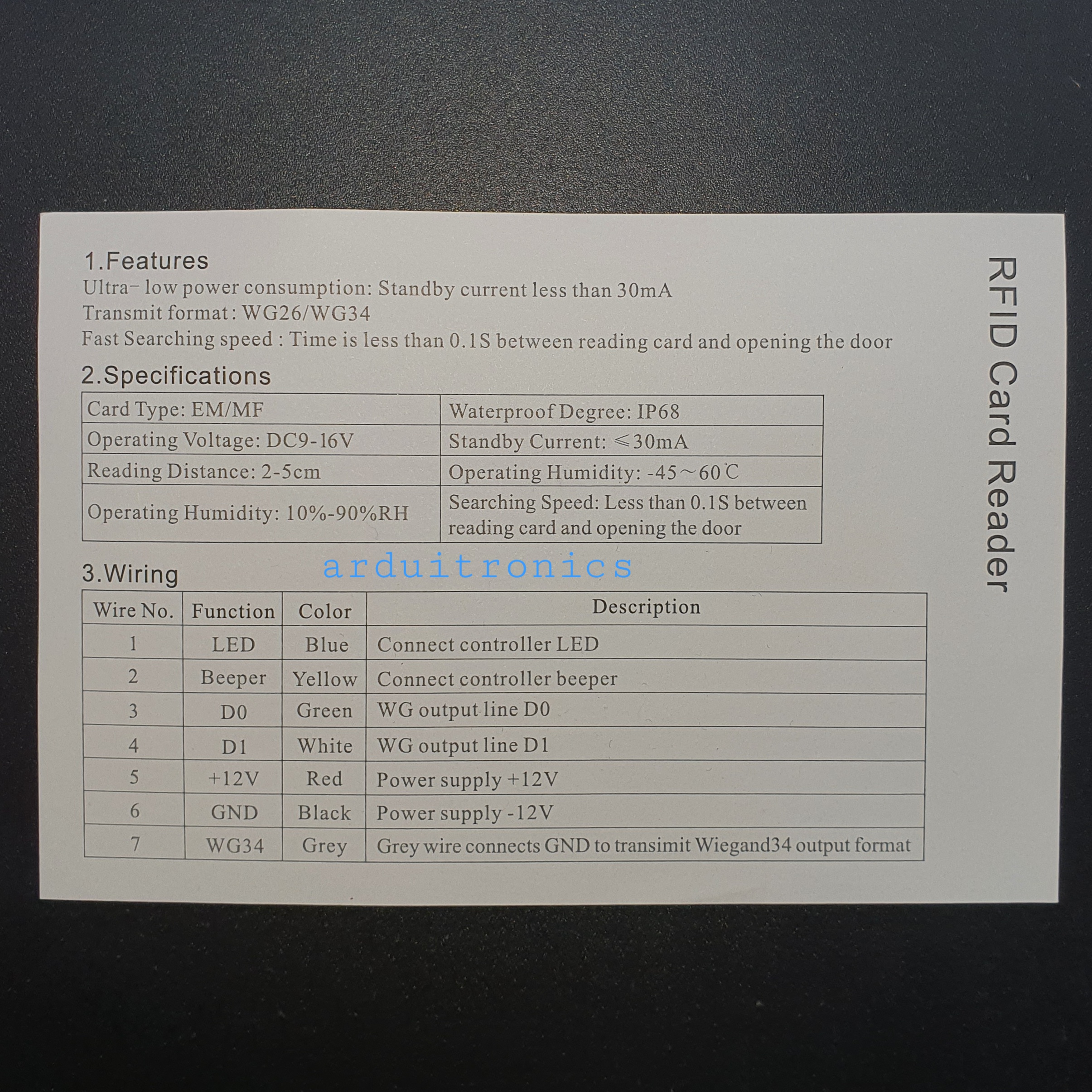 HIP RFID Card Reader CMS201 (WG26, 12V, 125 kHz)