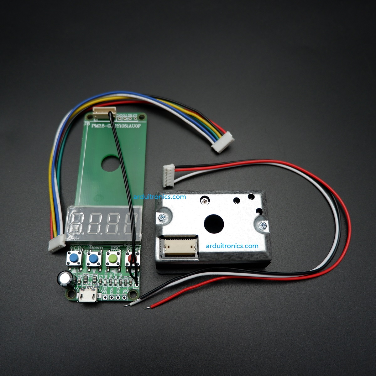 Sharp Dust Sensor (GP2Y1051AU0F) with Temperature and PM2.5 Monitoring Board + Free Cable