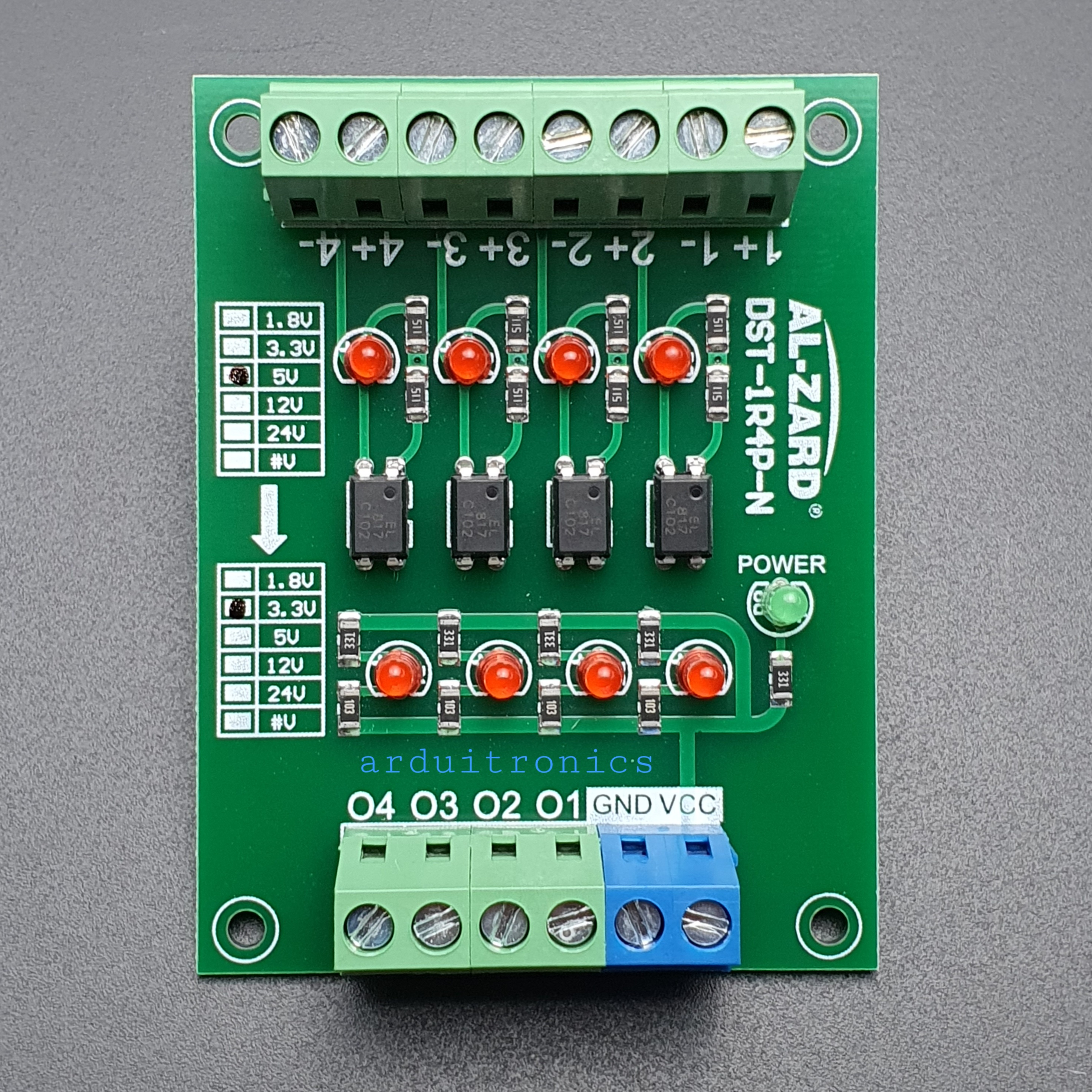 5V to 3.3V 4 Channel 5V - 3.3V Optocoupler Isolation Module PLC Signal Level Voltage Conversion Board