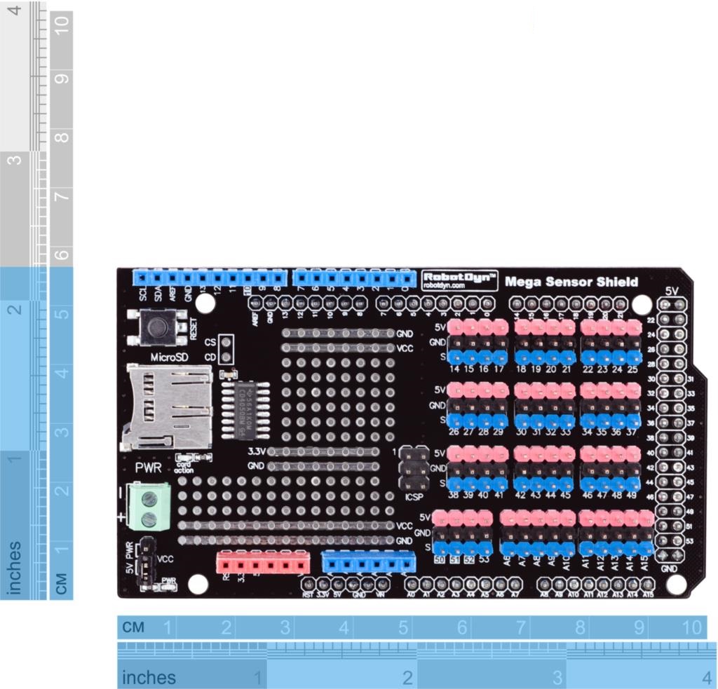 Arduino MEGA 2560 Sensor Shield with SD-Card Logger