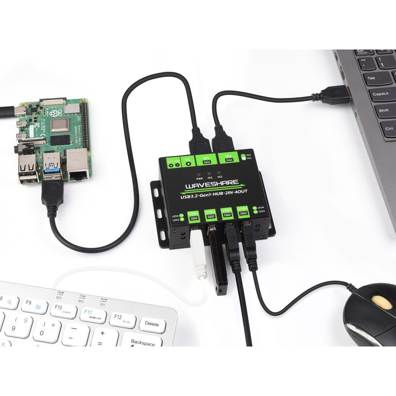 Industrial Grade USB HUB, Extending 4x USB 3.2 Ports, Switchable Dual Hosts, Multi Protections (ของแท้จาก Waveshare)