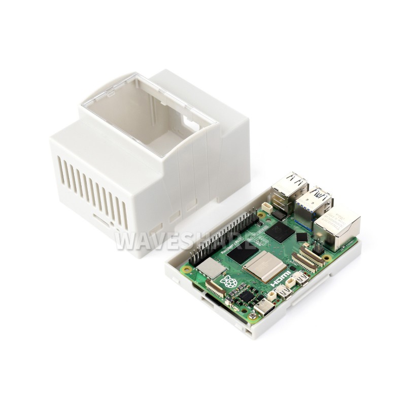 DIN Rail ABS Case for Raspberry Pi 5, Large Inner Space, Injection Moduling (แท้จาก Waveshare)