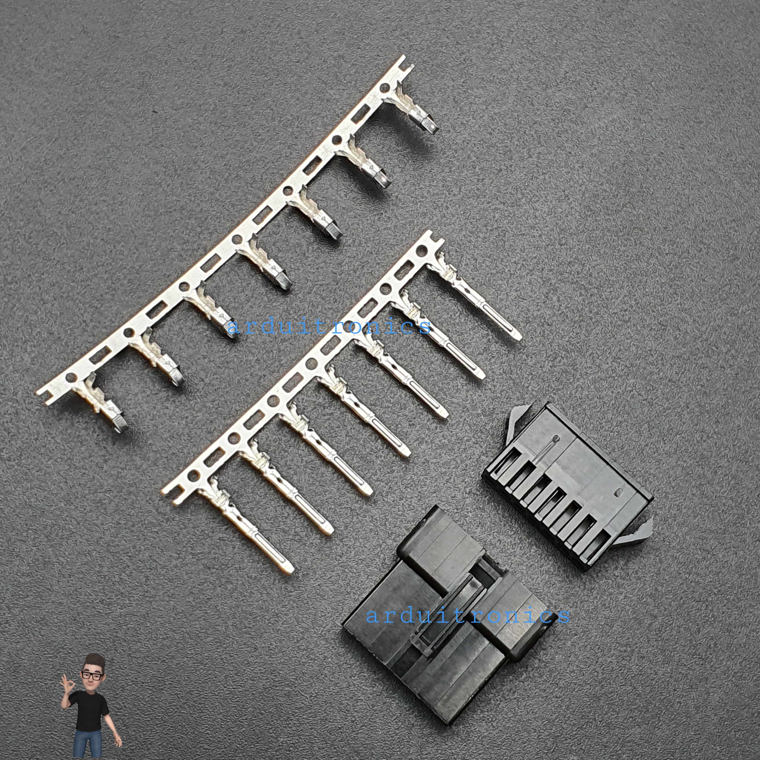2.54mm 7 Pin Black Plastic Male Female JST-SM Housing Crimp Terminal Connector