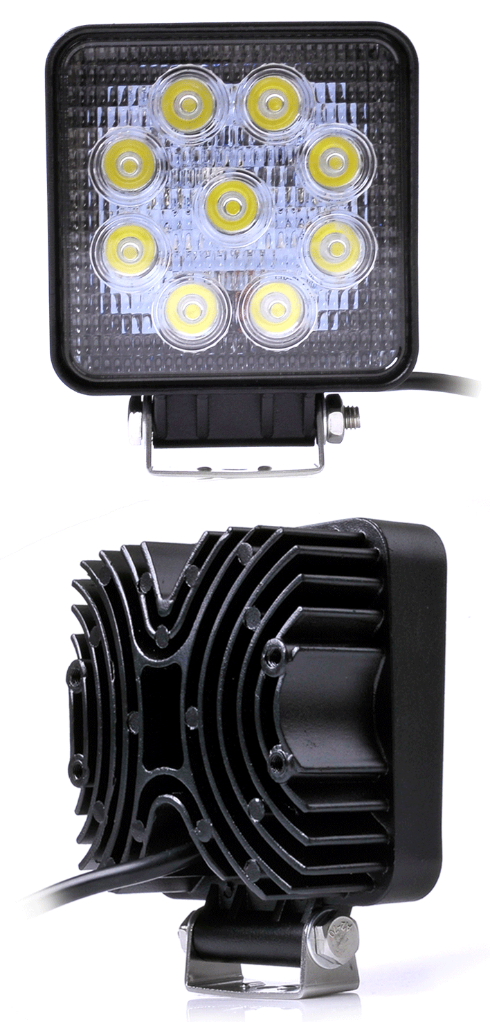 รุ่นบาง 3 cm. ไฟสปอตไลท์ แอลอีดี LED SPOT LIGHT เหลี่ยม 27W 12V/24V ขนาด 4"นิ้ว (สินค้าสั่งผลิต ใช้หลอด LED คุณภาพสูง อย่างดี)