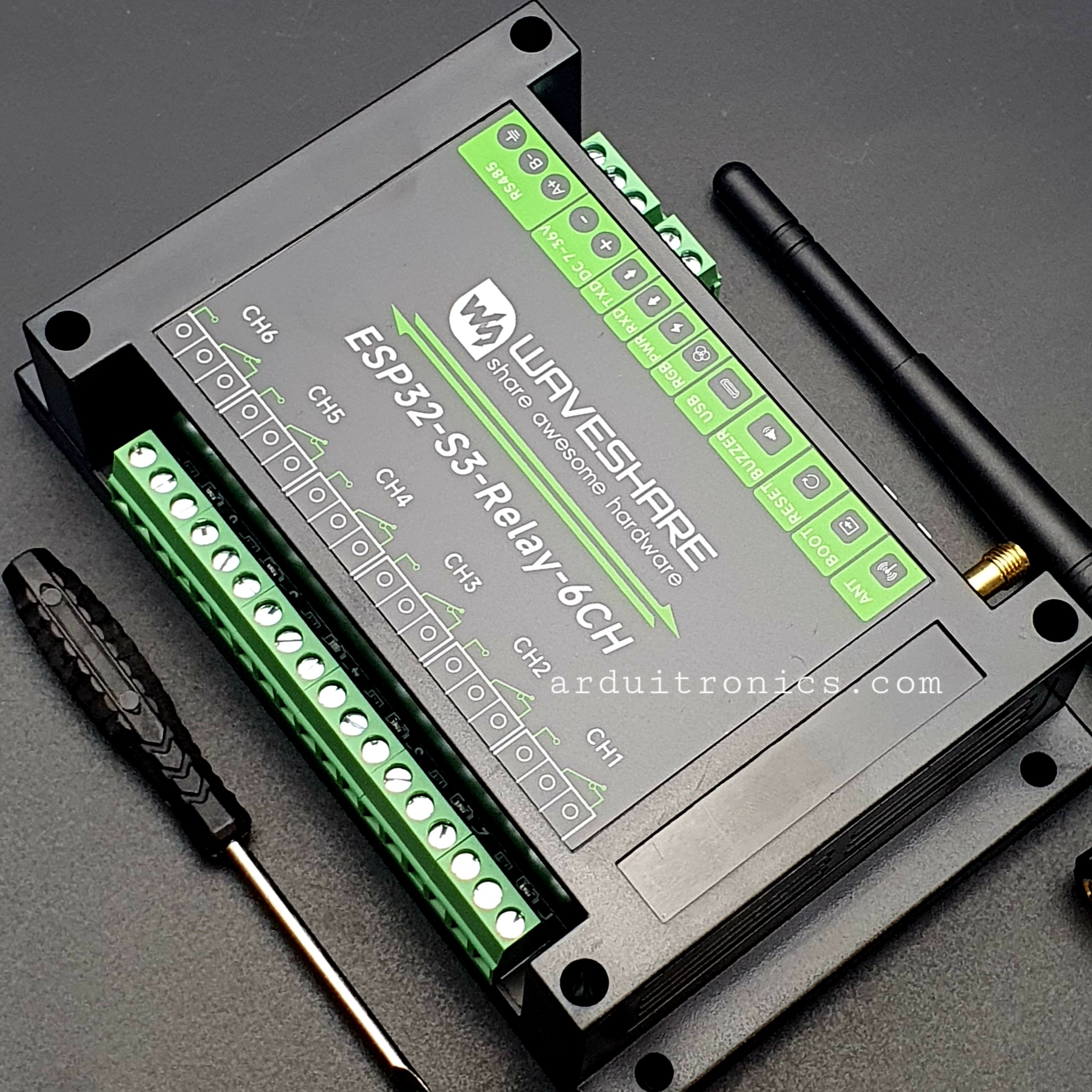 Industrial 6-Channel ESP32-S3 WiFi Relay Module, Supports WiFi / Bluetooth / RS485 control, Onboard RS485 / Pico HAT interfaces (แท้ WaveShare)