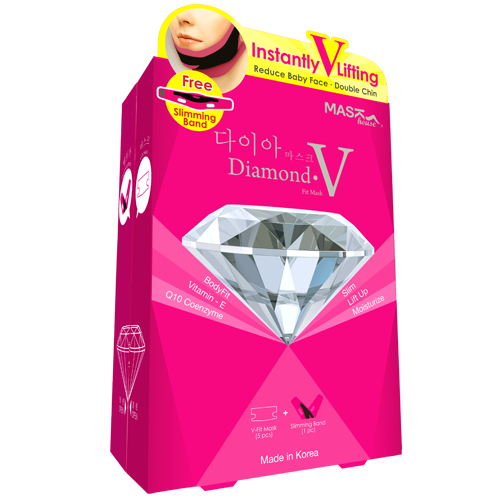 Diamond V-fit mask ไดมอนด์ วีฟิต มาส์ค สายรัดหน้าเรียว+แผ่นมาส์ค 5 ชิ้น