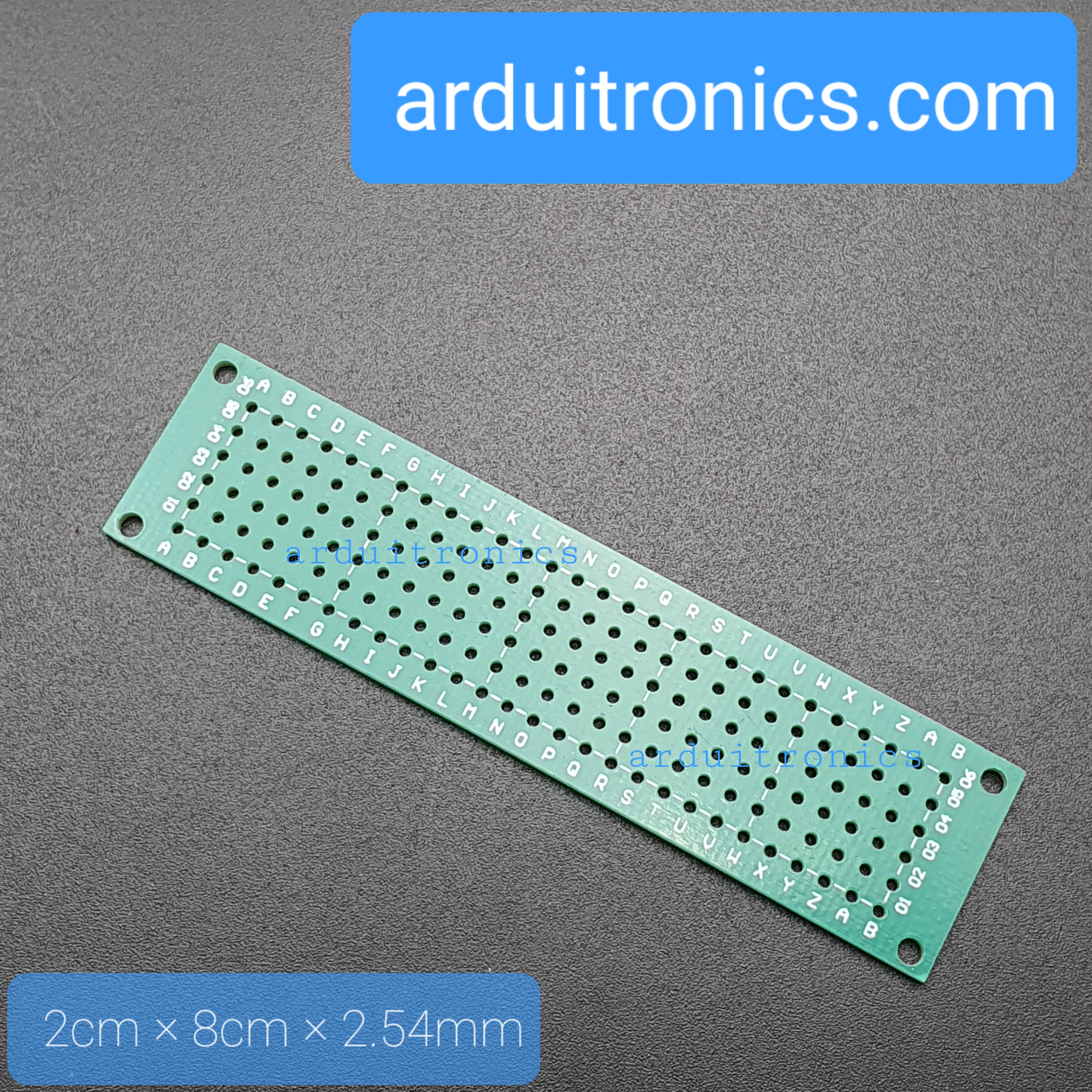 แผ่น PCB ไข่ปลา 1 หน้า ขนาด 2x8cm แผ่นปริ๊นอเนกประสงค์ Prototype PCB Through Hole Universal PCB จำนวน 1 แผ่น