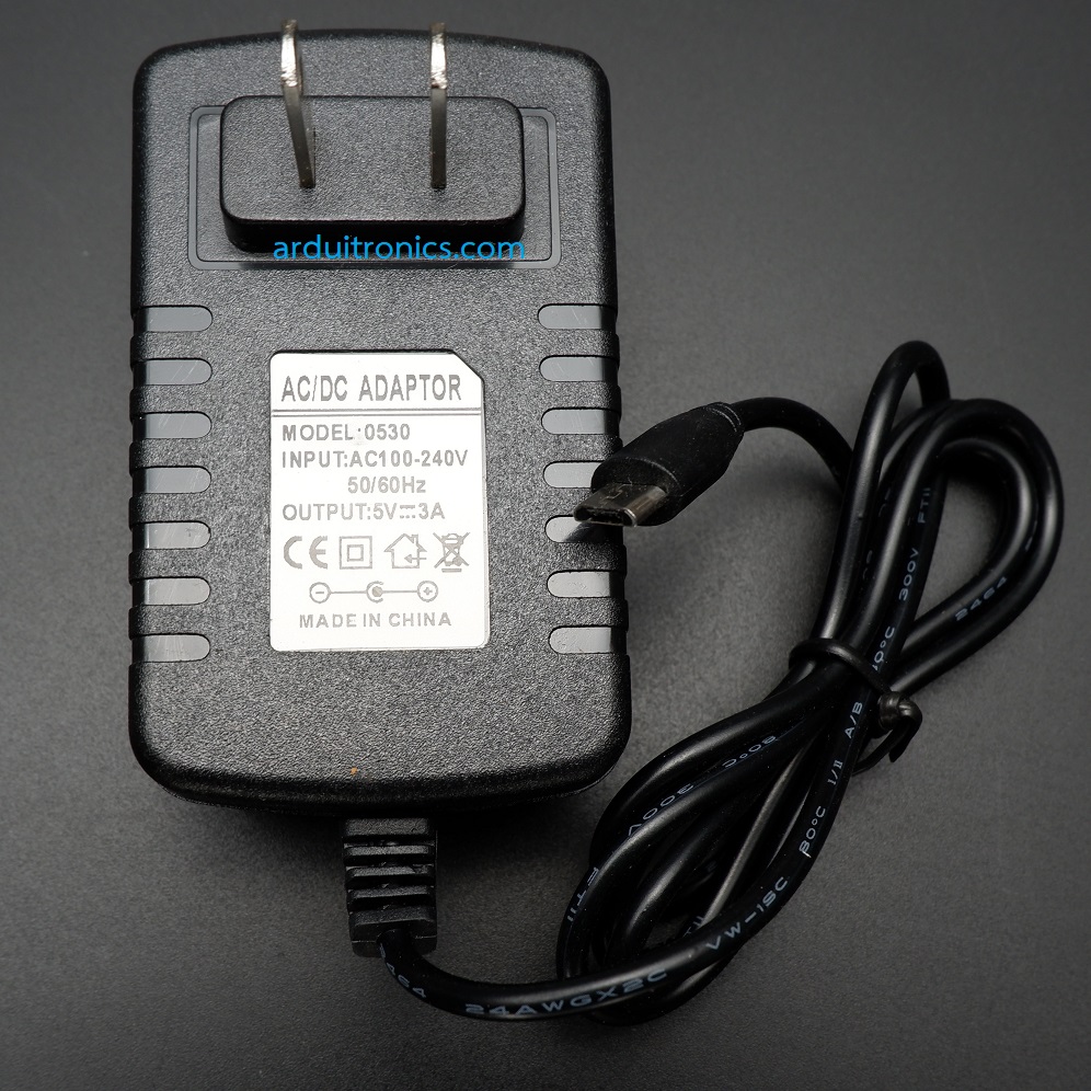 micro USB Power Supply Adapter 5V 3A (ปลั๊กหัวแบน)