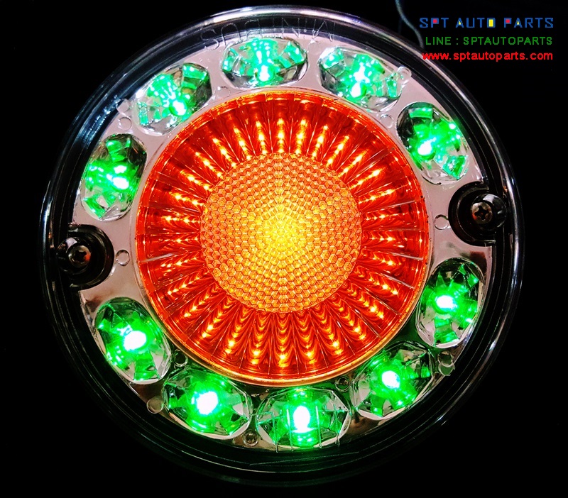 ไฟท้ายปาตาเน่ ดวงเดี่ยวส้ม 5.5x5.5" (หลอด LED สีเขียว)