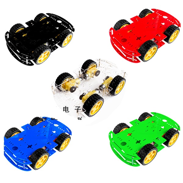 4WD Robot Smart Car - แบบ 2 ชั้น (มีให้เลือกหลายสี) พร้อมล้อและมอเตอร์
