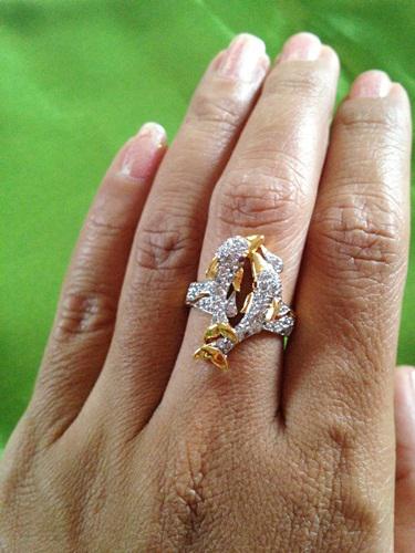 แหวนเพชรสวิส cz ปลาโลมาคู่ size 56 ครึ่งนิ้วหรู