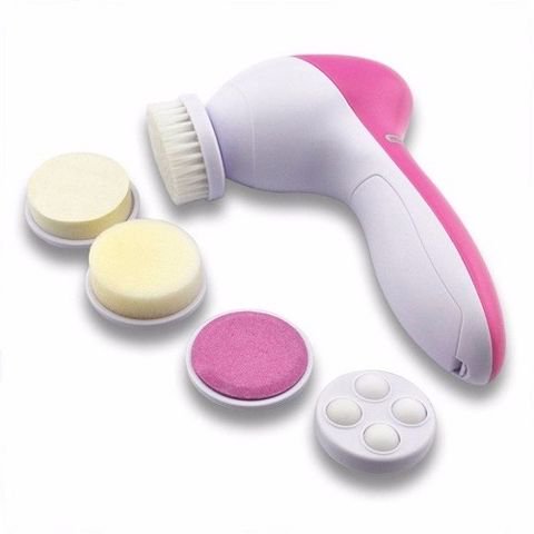 เครื่องล้างหน้า 5in1 beauty care massager สีชมพู-ขาว