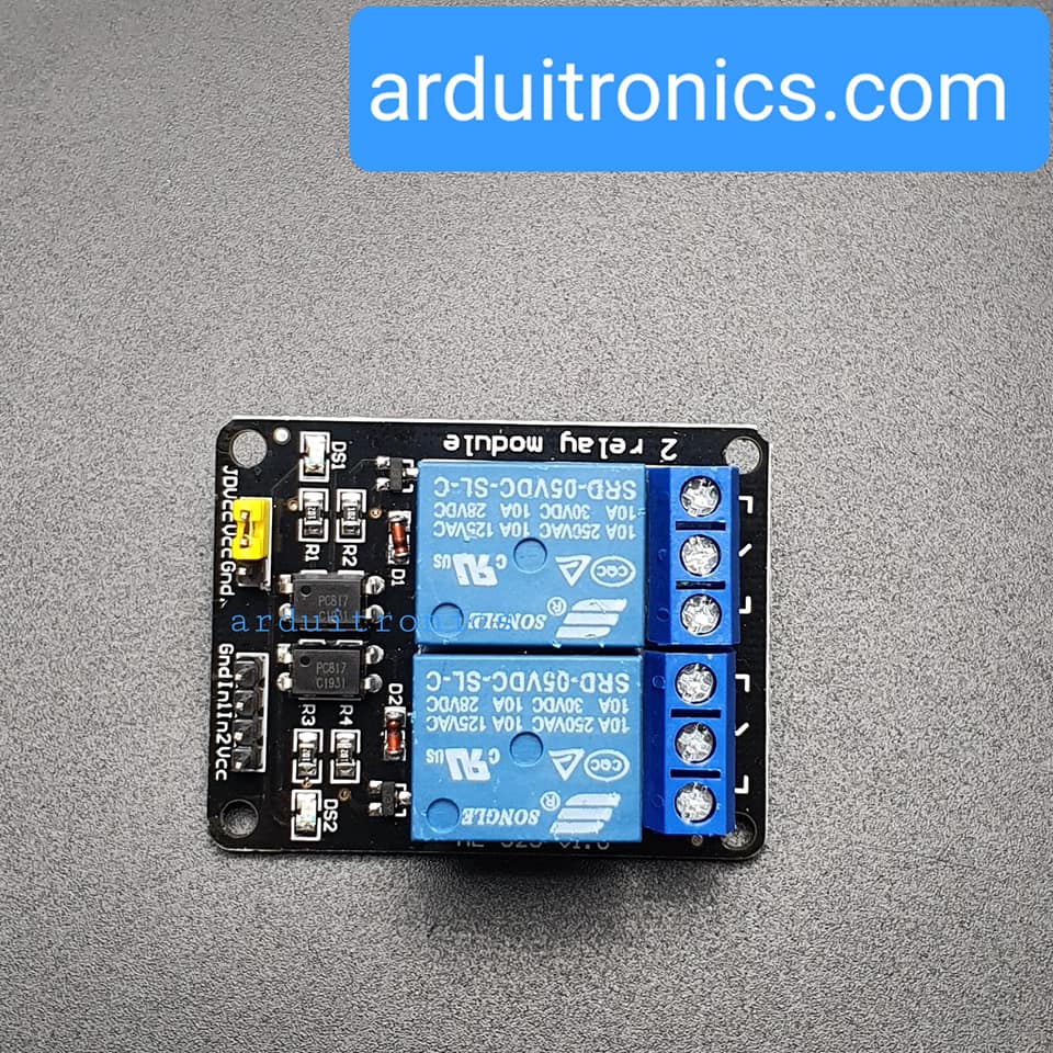 2 Channel Relay (Opto-Isolated) - Active Low 5V 10A (หัวรีเลย์ ยี่ห้อ Songle รุ่น SRD-05VDC-SL-C)
