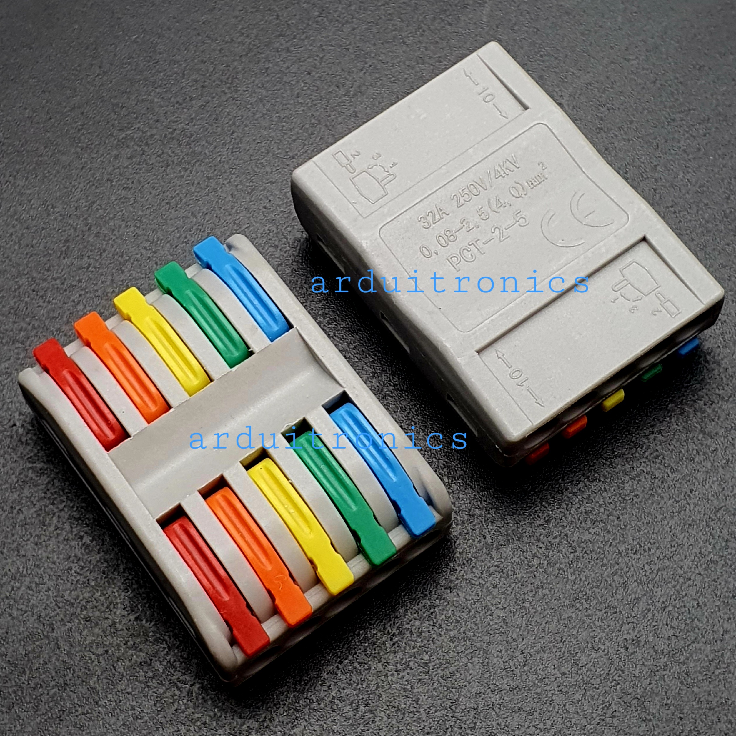 [สีรุ้ง] Terminal ต่อสายไฟแบบเร็ว 10 ช่อง (5 in - 5 out) Wire Connector Quick Terminal 0.08-4mm Square Slitter SPL-5