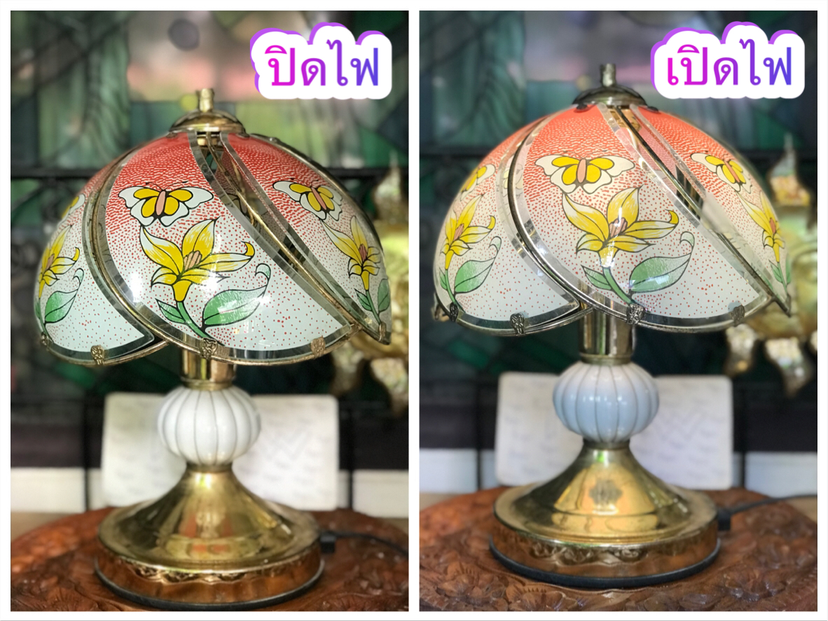 ของเก่าใช้งานได้ปกติ โคมไฟตั้งโต๊ะ โคมไฟโบราณ โคมไฟวินเทจ ไม่แตก ไม่หัก สำหรับแต่งบ้าน คอนโด ร้านอาหาร ร้านกาแฟ แนววินเทจ ขนาดกว้าง 10 นิ้ว สูง 14-15 นิ้ว
