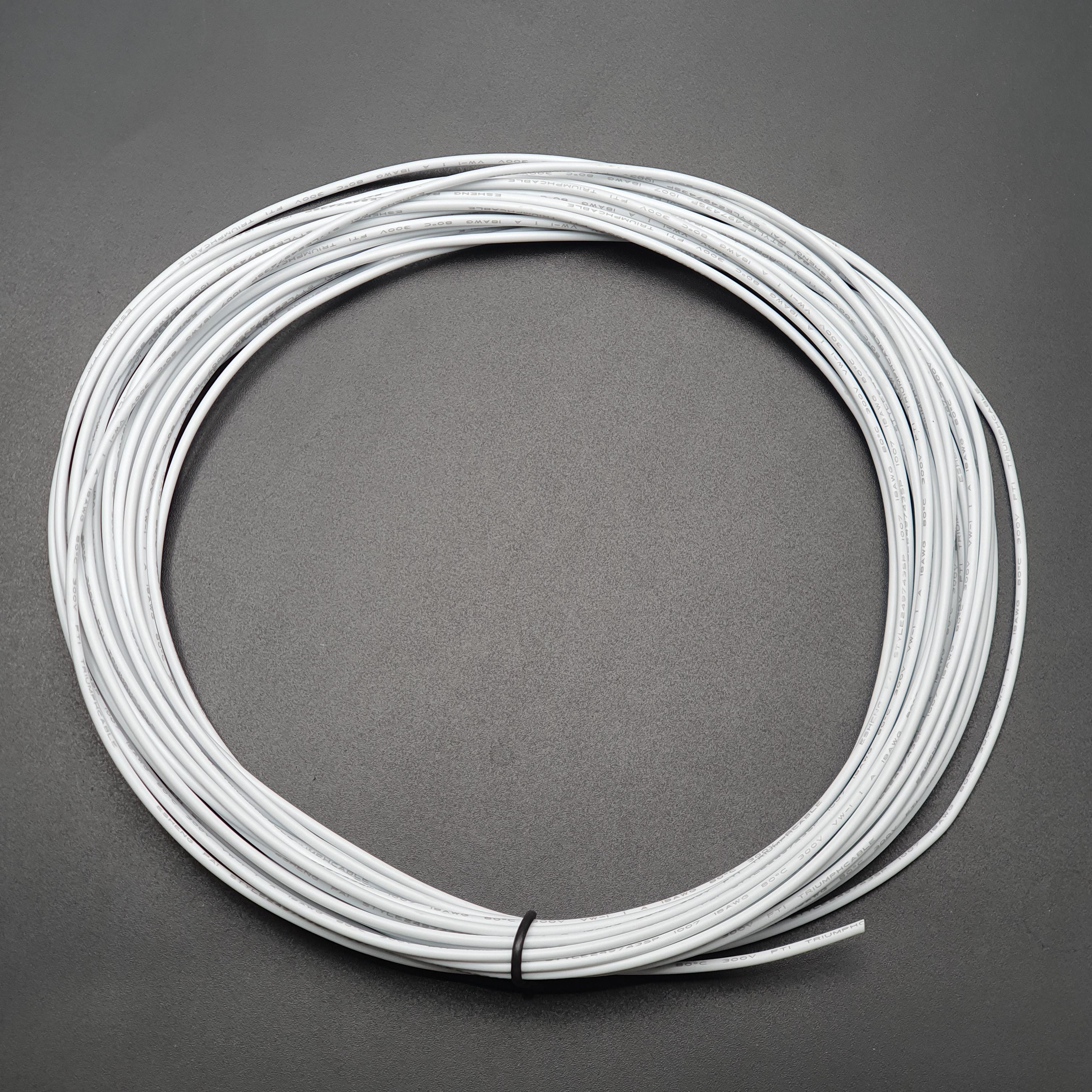 สายไฟอ่อนใส้เต็ม 18AWG UL1007 ความยาว 10 เมตร (สีขาว)