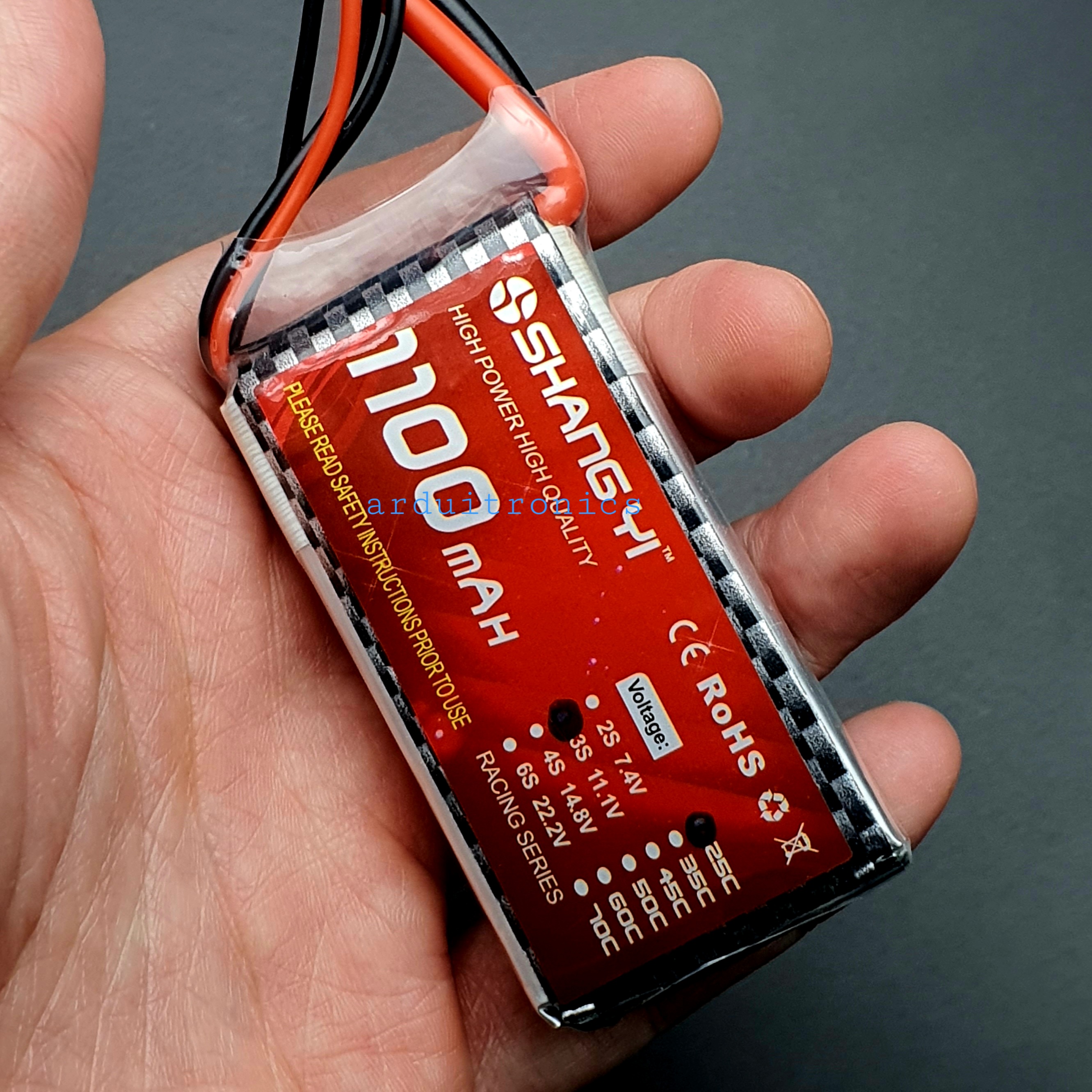 Rechargeable Lithium Battery 1100mAh 3S 11.1V 25C (หัวสายไฟแบบ T-Plug)