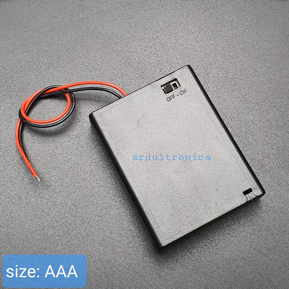 Battery Box รางถ่าน 4 ก้อน AAA 6V (ก้อนละ 1.5V) แบบมีฝาปิด และมีสวิทช์เปิดปิด