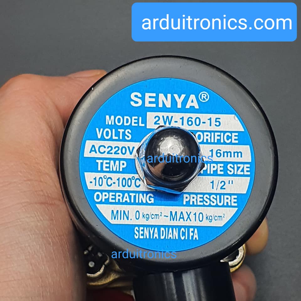 โซลินอยวาล์ว ทองเหลือง (Solenoid Valve Normally Closed) 4 หุน (1/2") 220VAC - ยี่ห้อ Senya 2W-160-15