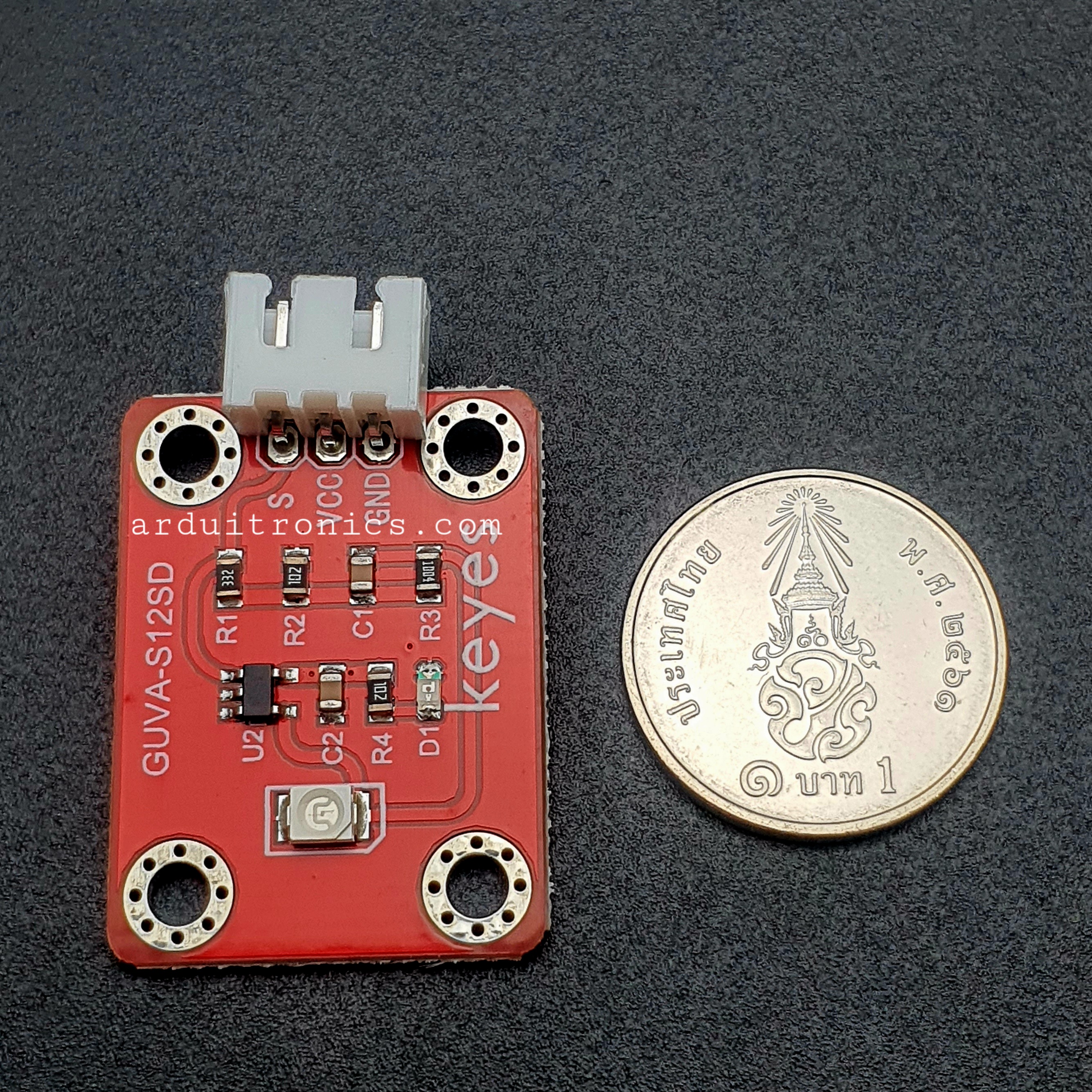GUVA-S12SD เซ็นเซอร์วัดความเข้มของแสง UV Sensor Module S12SD for Arduino Anti-Reverse-Plug With 3P Cable PCB สีแดง