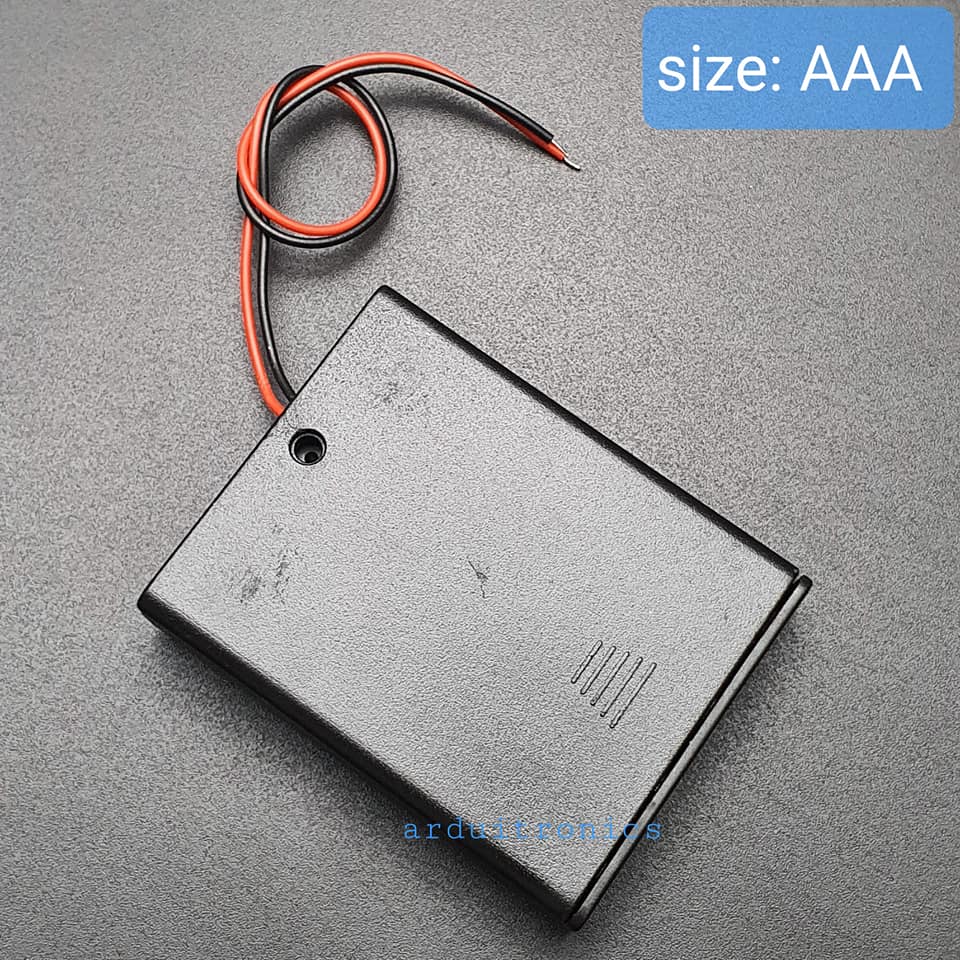 Battery Box รางถ่าน 4 ก้อน AAA 6V (ก้อนละ 1.5V) แบบมีฝาปิด และมีสวิทช์เปิดปิด