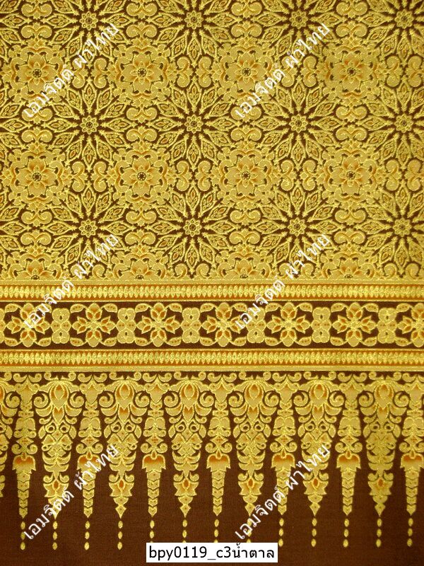 [bpy0119] ผ้าพิมพ์ทอง 1.8เมตร ลายไทย ดาวกระจาย คอตต้อน 100%