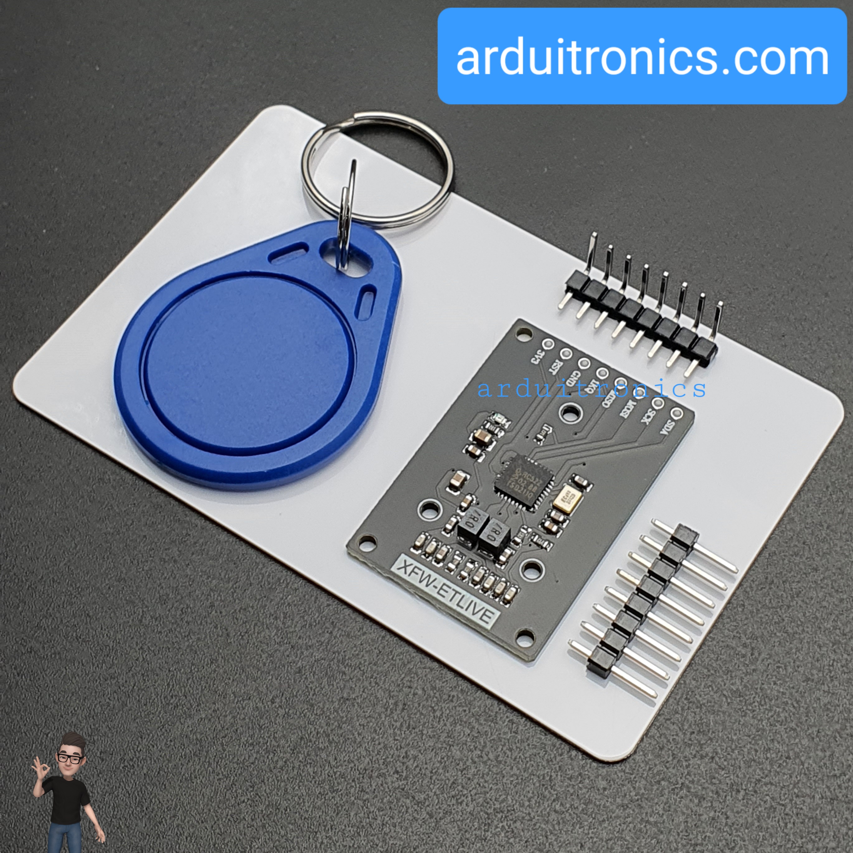 โมดูลอ่านบัตร RFID 13.56mhz ขนาดเล็ก RFID RC522 Module Card Reader พร้อมการ์ดและ Tag PCB สีดำ