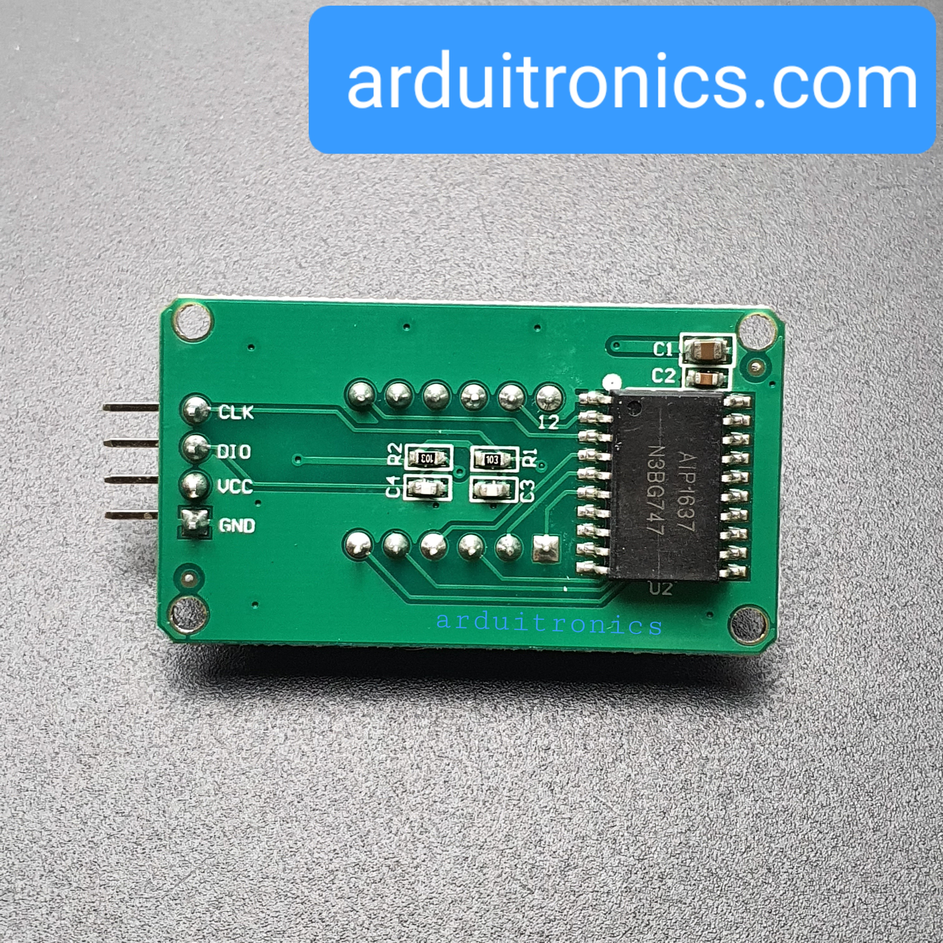 โมดูลแสดงค่าตัวเลข 4 หลัก 7 Segment 4 Digit Clock Display 0.36 Inches - Green PCB