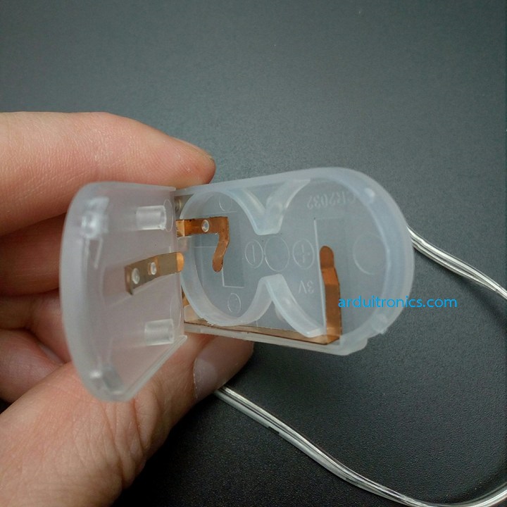 Battery Box รางถ่านกระดุม CR2032 แบบใส ใส่ได้ 2 ก้อน 6V (ก้อนละ 3V) พร้อมสวิตช์