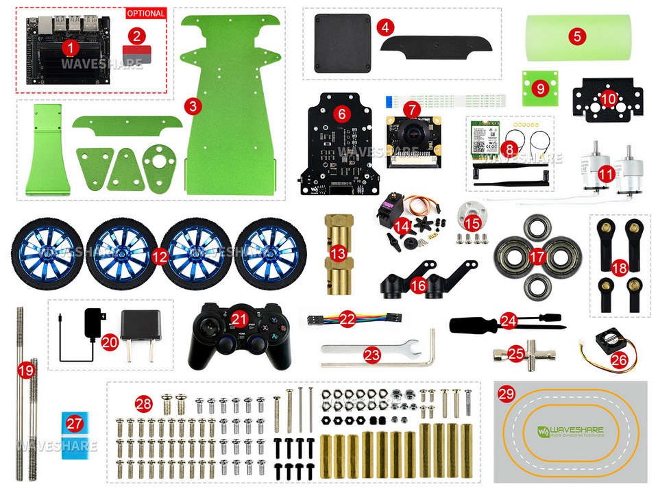 JetRacer AI Kit, AI Racing Robot Powered by Jetson Nano มาพร้อมบอร์ด Nvidia Jetson Nano B-01 (Supports ROS, ของแท้จาก Waveshare)