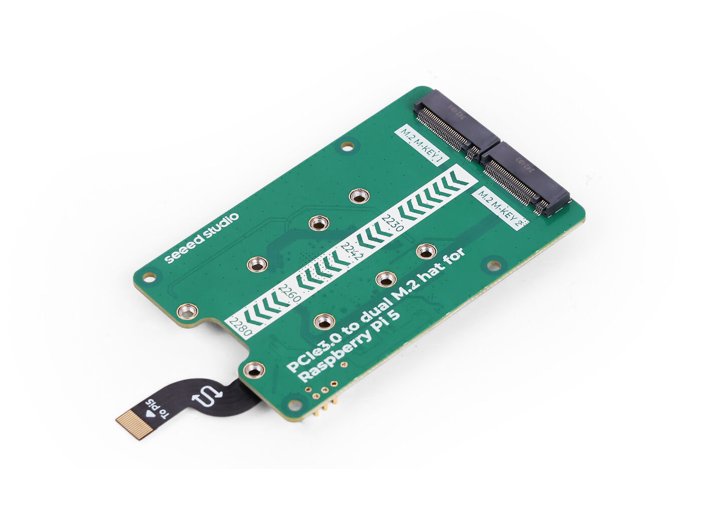 PCIe3.0 Switch to Dual M.2 Hat for Raspberry Pi 5, Support NVMe SSD, Support Hailo8/8L (แท้จาก SeeedStudio)