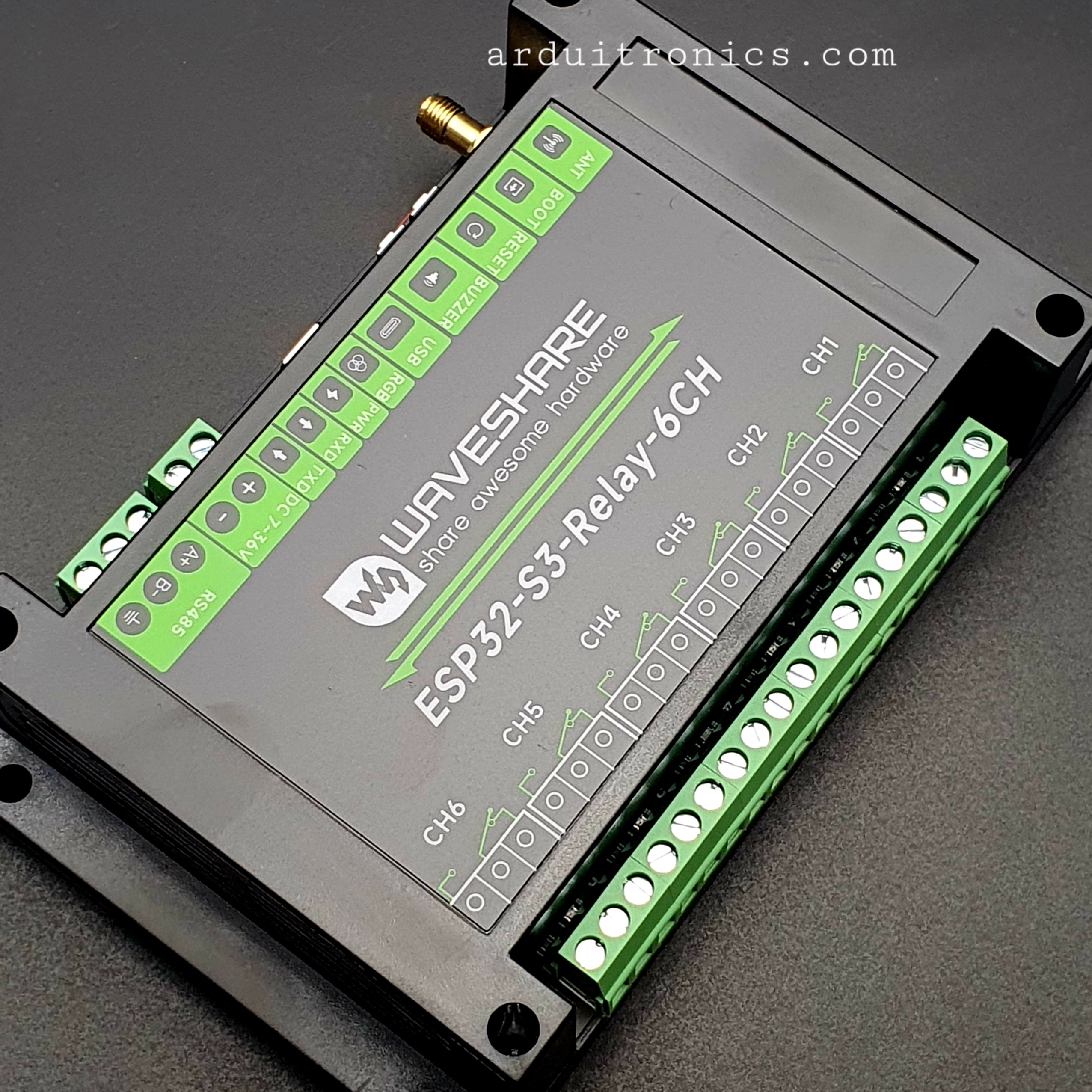 Industrial 6-Channel ESP32-S3 WiFi Relay Module, Supports WiFi / Bluetooth / RS485 control, Onboard RS485 / Pico HAT interfaces (แท้ WaveShare)