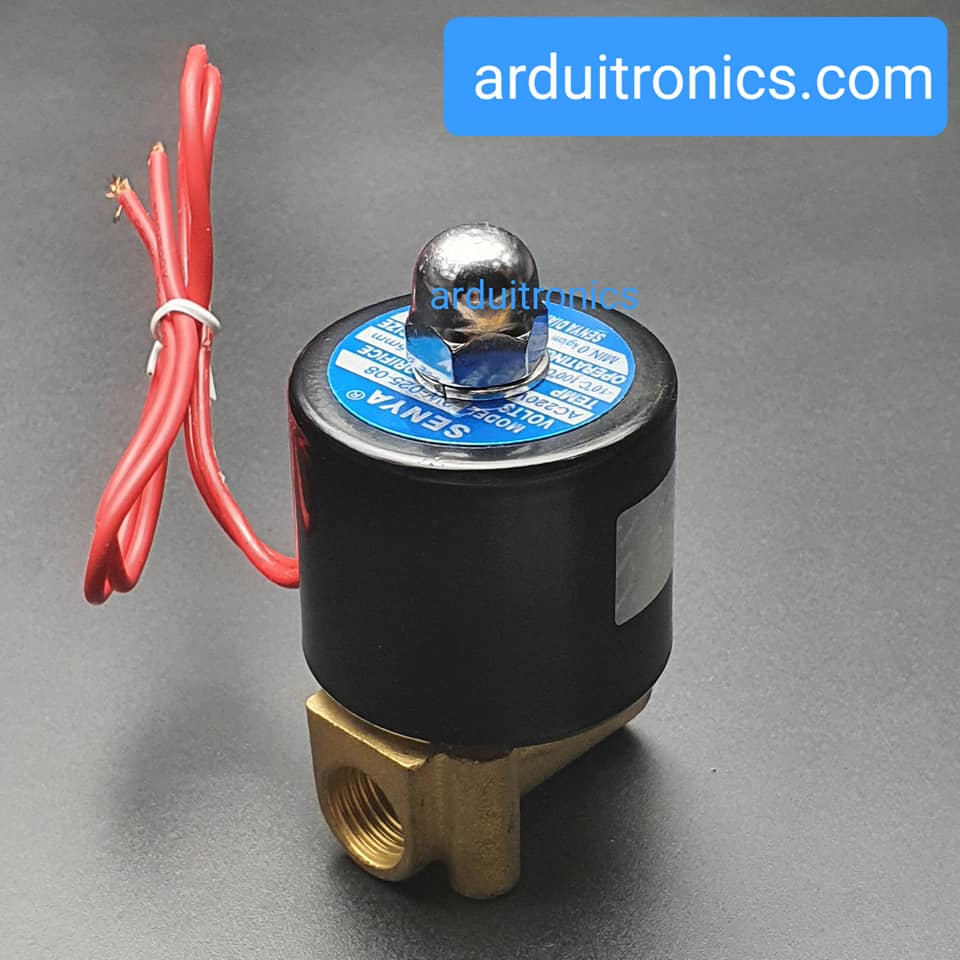 โซลินอยวาล์ว ทองเหลือง (Solenoid Valve Normally Closed) 2 หุน (1/4") 220VAC - ยี่ห้อ Senya 2W-025-08