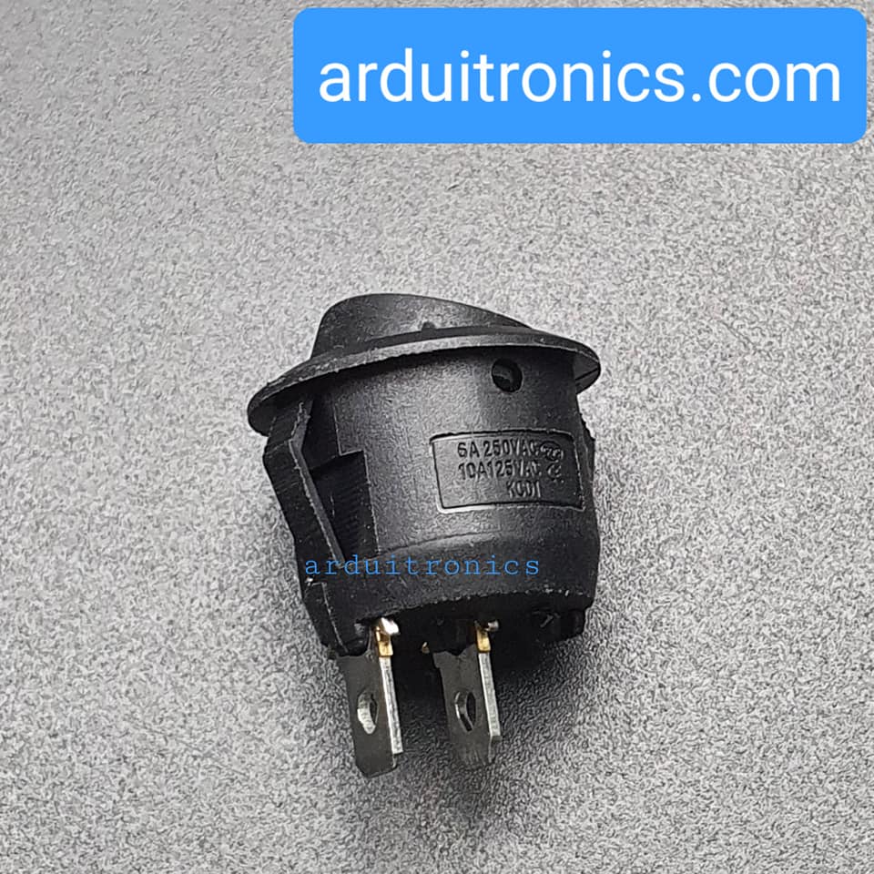 สวิตช์ไฟเปิด/ปิด KCD1 Rocker Switch Round 20mm 6A 250V 2 ขา On/Off - สีดำ