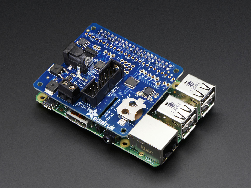 RGB Matrix Hat + RTC For Raspberry Pi - mini Kit (by Adafruit)