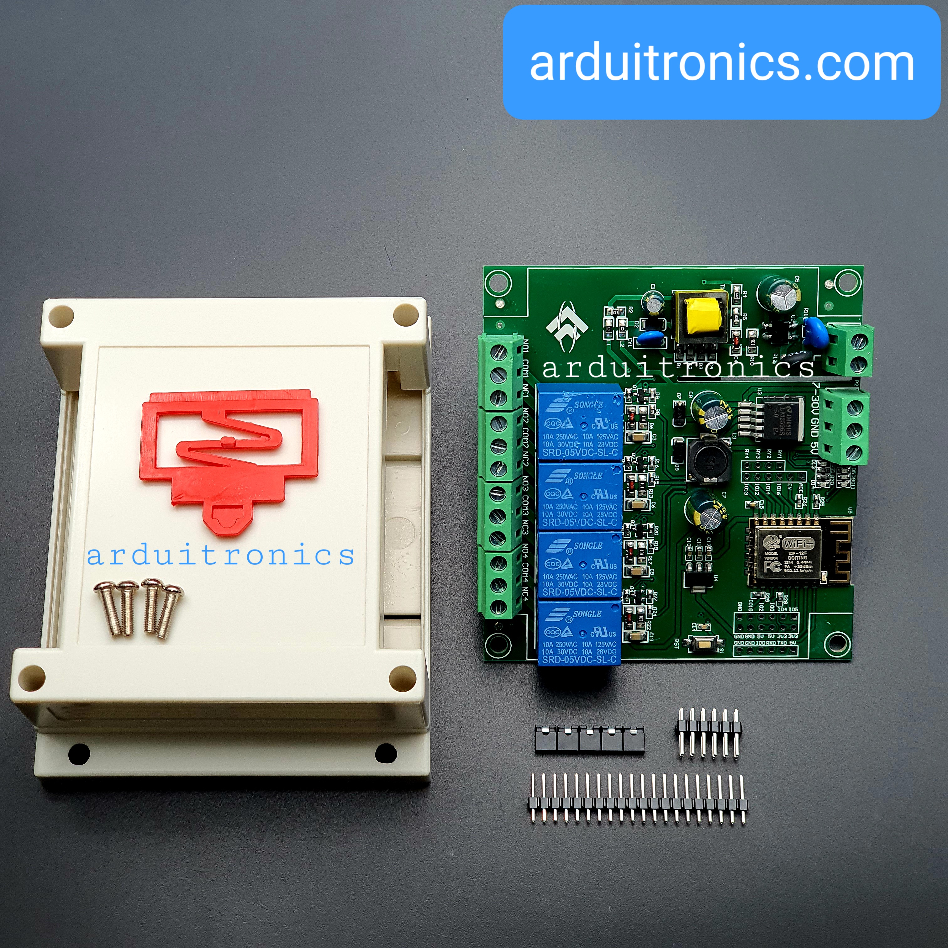 ESP8266 Wireless WiFi 4 Channel Relay ULE ESP-12F for Arduino + Case