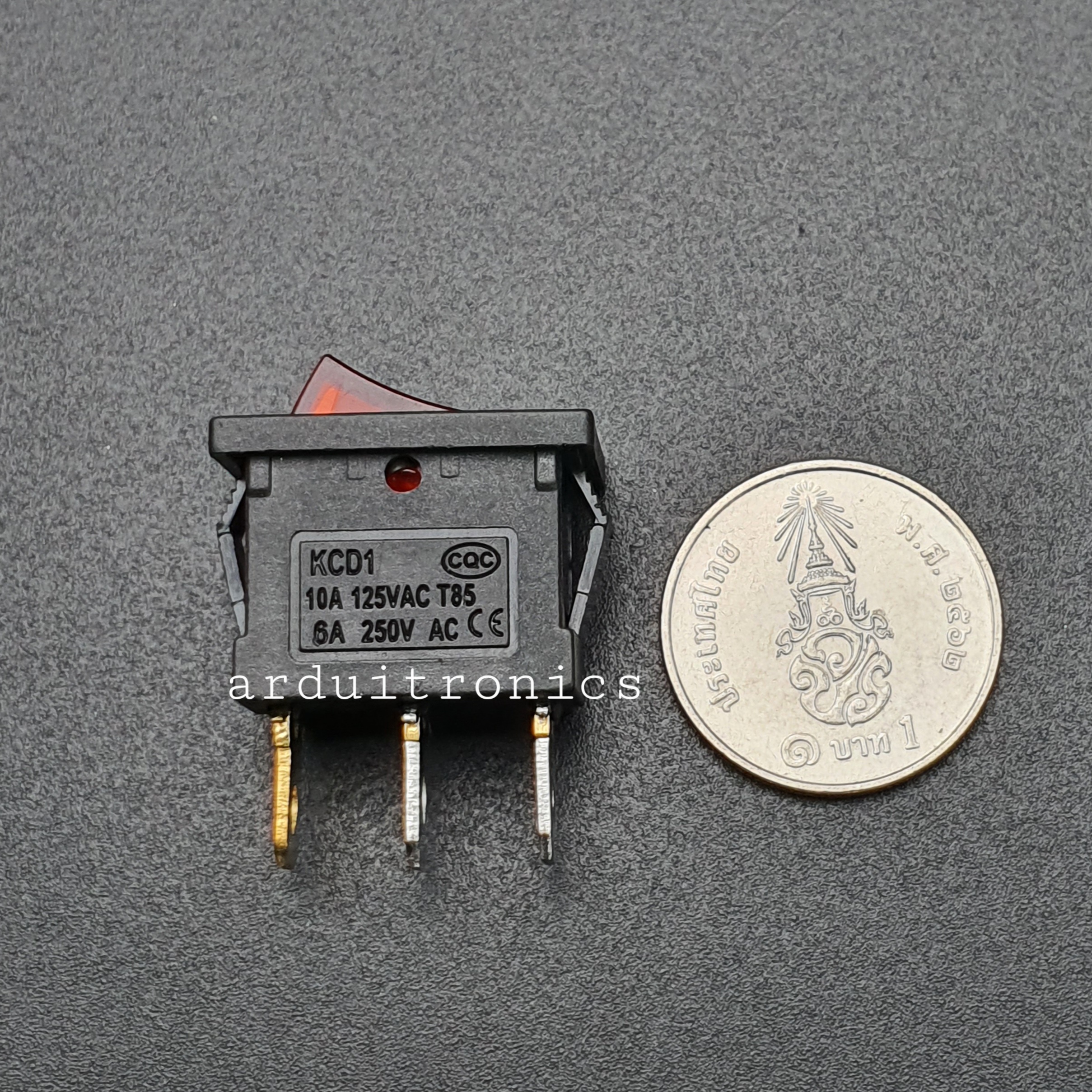 สวิตช์ไฟเปิด/ปิด Size 19x12mm Power Switch 3 ขา KCD1-101/N สีแดง (1ชิ้น)