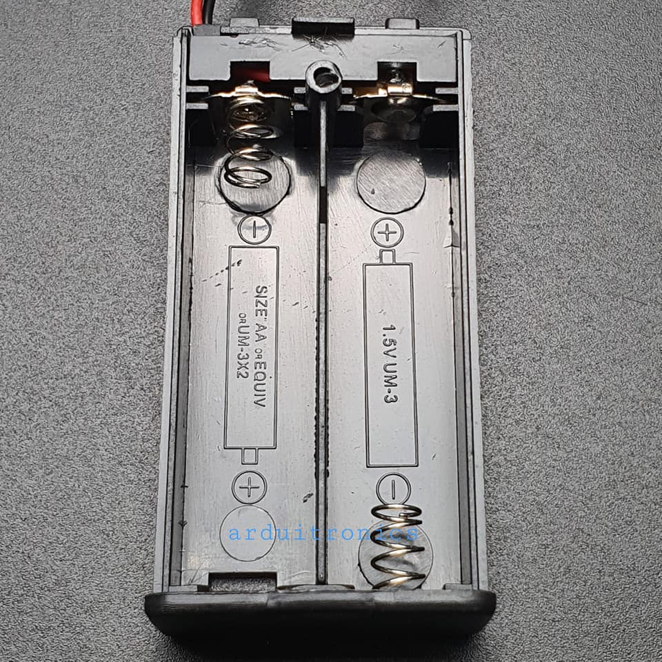 Battery Box รางถ่าน 2 ก้อน AA 3V (ก้อนละ 1.5V) แบบมีฝาปิด และมีสวิทช์เปิดปิด
