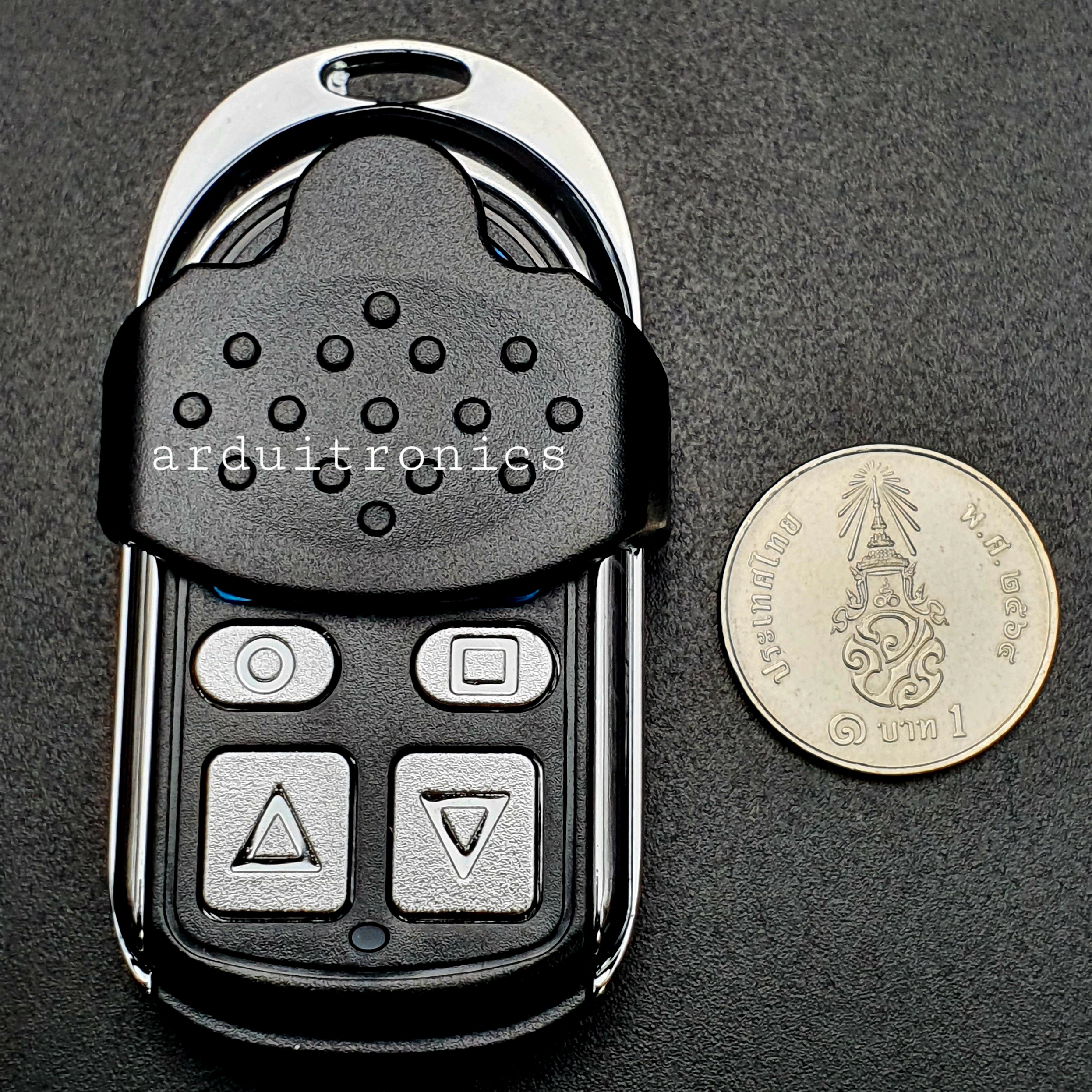 Remote RF 315 MHz ปุ่ม ขึ้น/ลง (กรอบโลหะ สีดำ-เงิน)