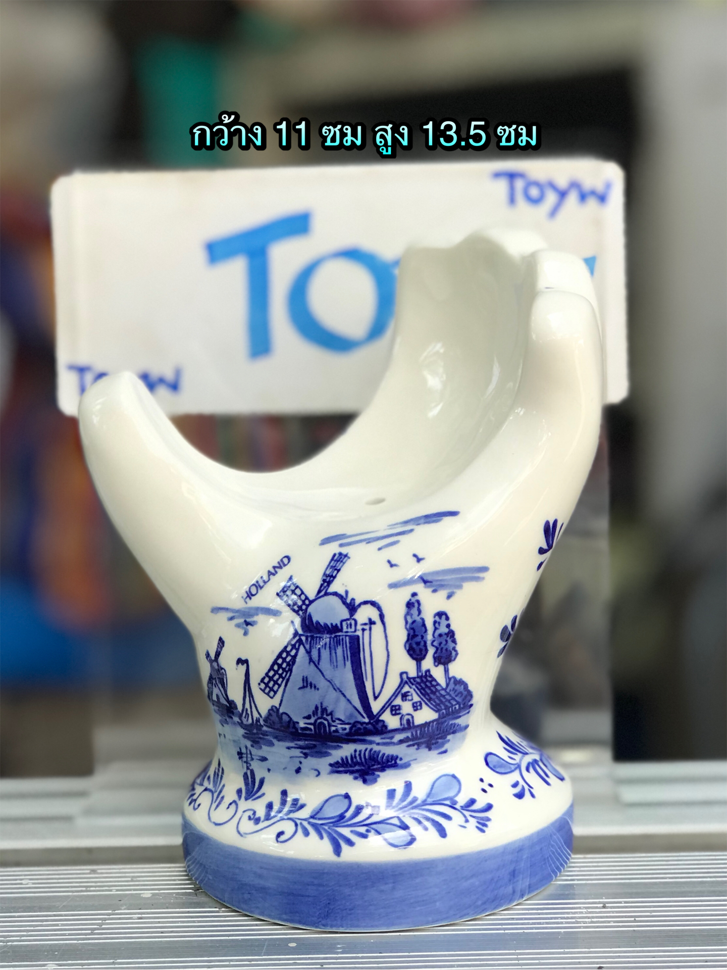 งานเก่า เซรามิค Blue&White - HOLLAND ฮอลแลนด์ ตั้งโชว์แต่งบ้าน แต่งร้าน ขนาดกว้าง 11 ซม สูง 13.5 ซม