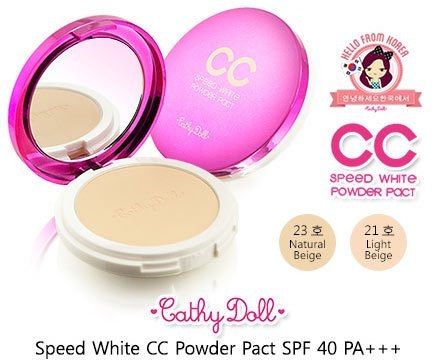 แป้งอัดแข็ง Cathy Doll CC Speed White Powder Pact SPF 45 PA++ หนัก 7.5g.