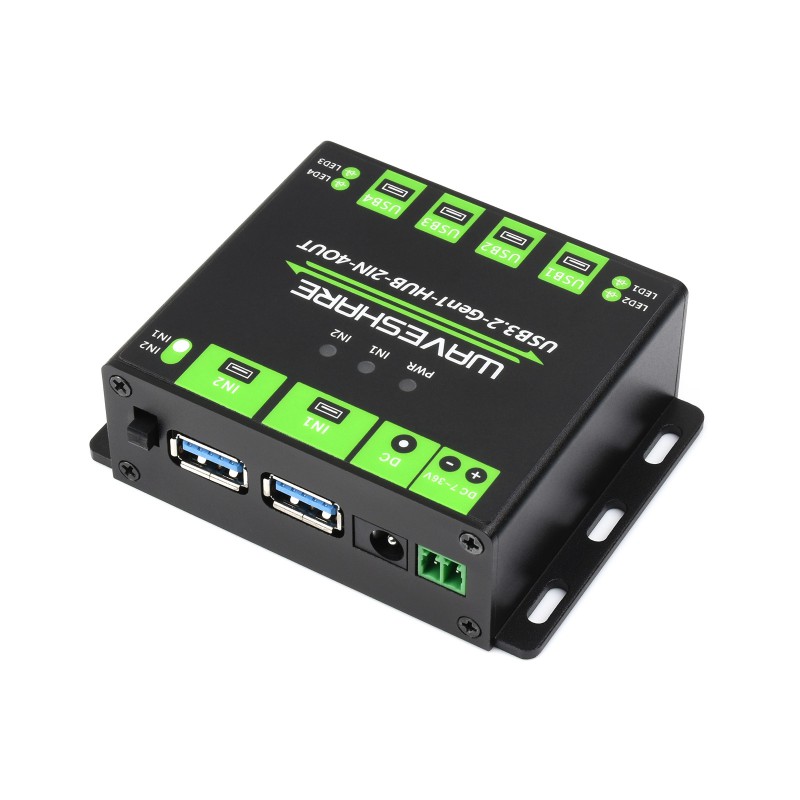 Industrial Grade USB HUB, Extending 4x USB 3.2 Ports, Switchable Dual Hosts, Multi Protections (ของแท้จาก Waveshare)