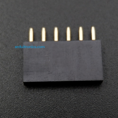 [Black] 1X6 Pin Single Row Female Header 2.54mm Pitch Straight Pin Square (จำนวน 1 ชิ้น)