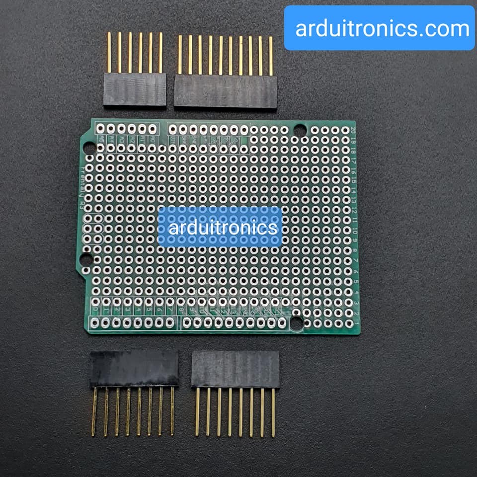 บอร์ด Shield อเนกประสงค์พร้อมขาแบบยาว Arduino Shield Prototype PCB with Long Female Pin Header Socket Green PCB