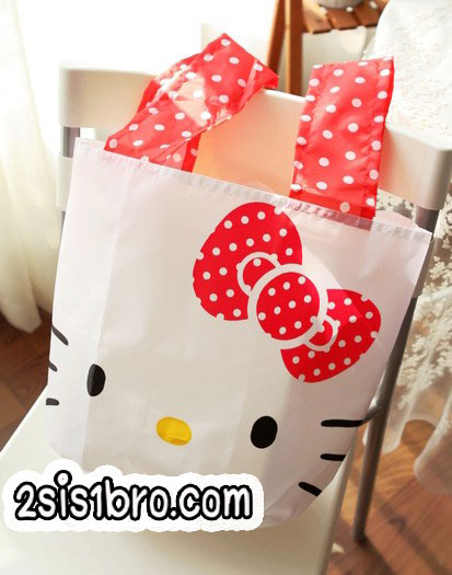 ถุงลดโลกร้อน Shopping bag มีลาย Hello Kitty สีแดง