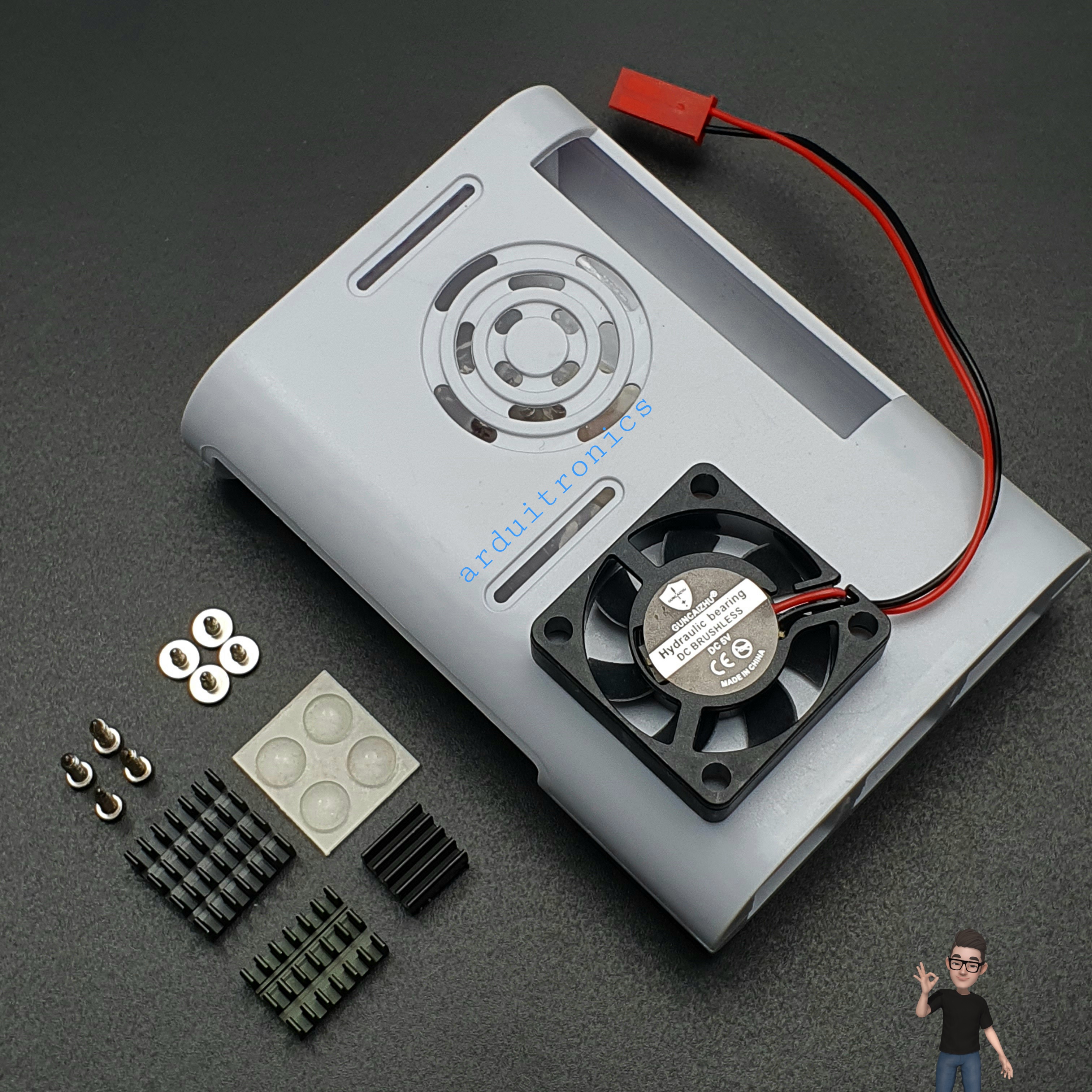 Raspberry Pi 4B Shell Case Box White กล่อง เคส Raspberry Pi 4 สีขาว พร้อมพัดลมระบายความร้อน