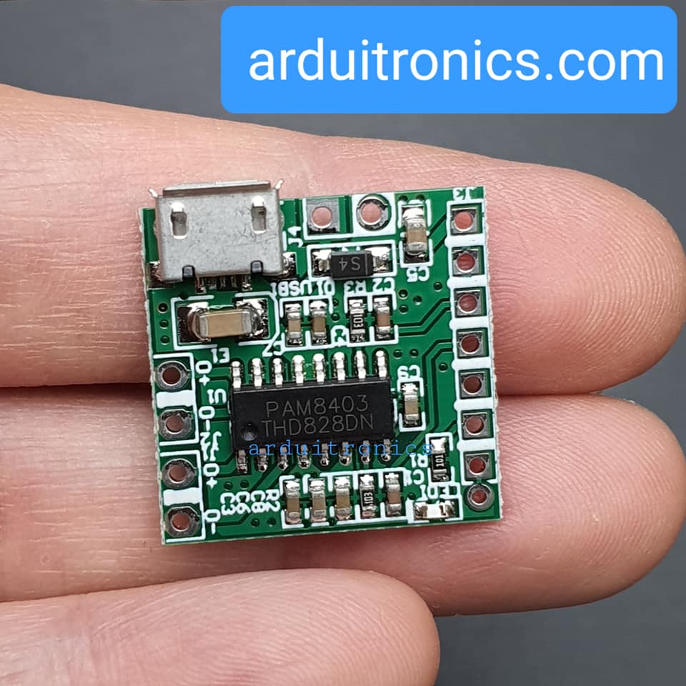 โมดูลขยายเสียง PAM8403 ClassD 3+3W ช่องจ่ายไฟแบบ Micro USB