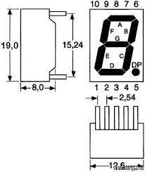 0.56 inch Seven Segment 1 Digit Green (Common Cathode) 12.7 x 19.1 x 8.1mm - 5161AG