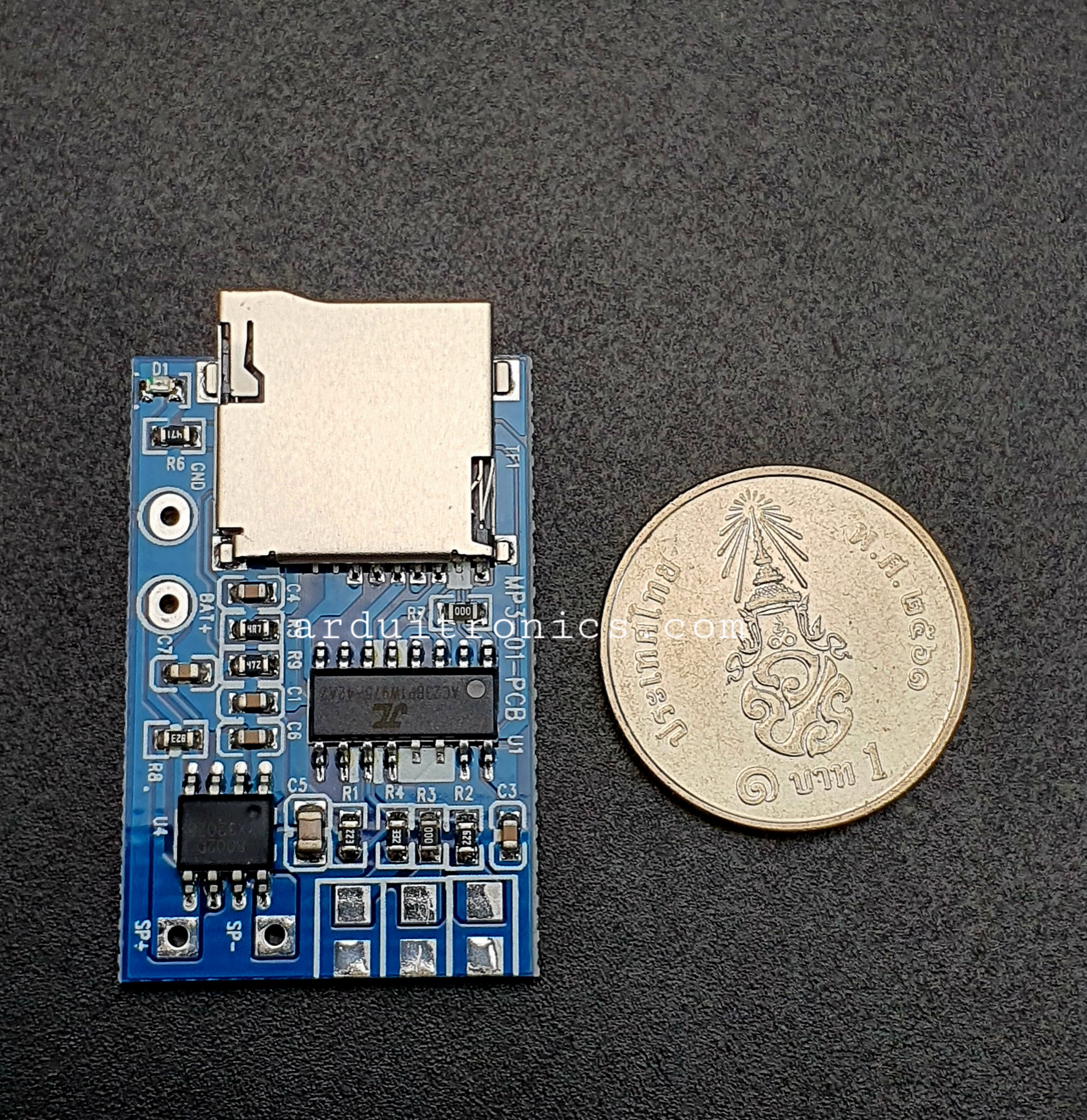 โมดูลเล่นเสียงเพลง TF Card MP3 decoder board decoder module 3.75V power supply with 2W mixed mono with memory playback